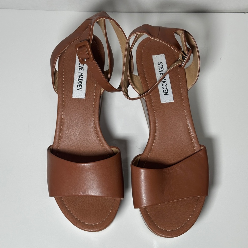 Steve Madden Brown Wooden Platform Sandal - Picture 3 of 6